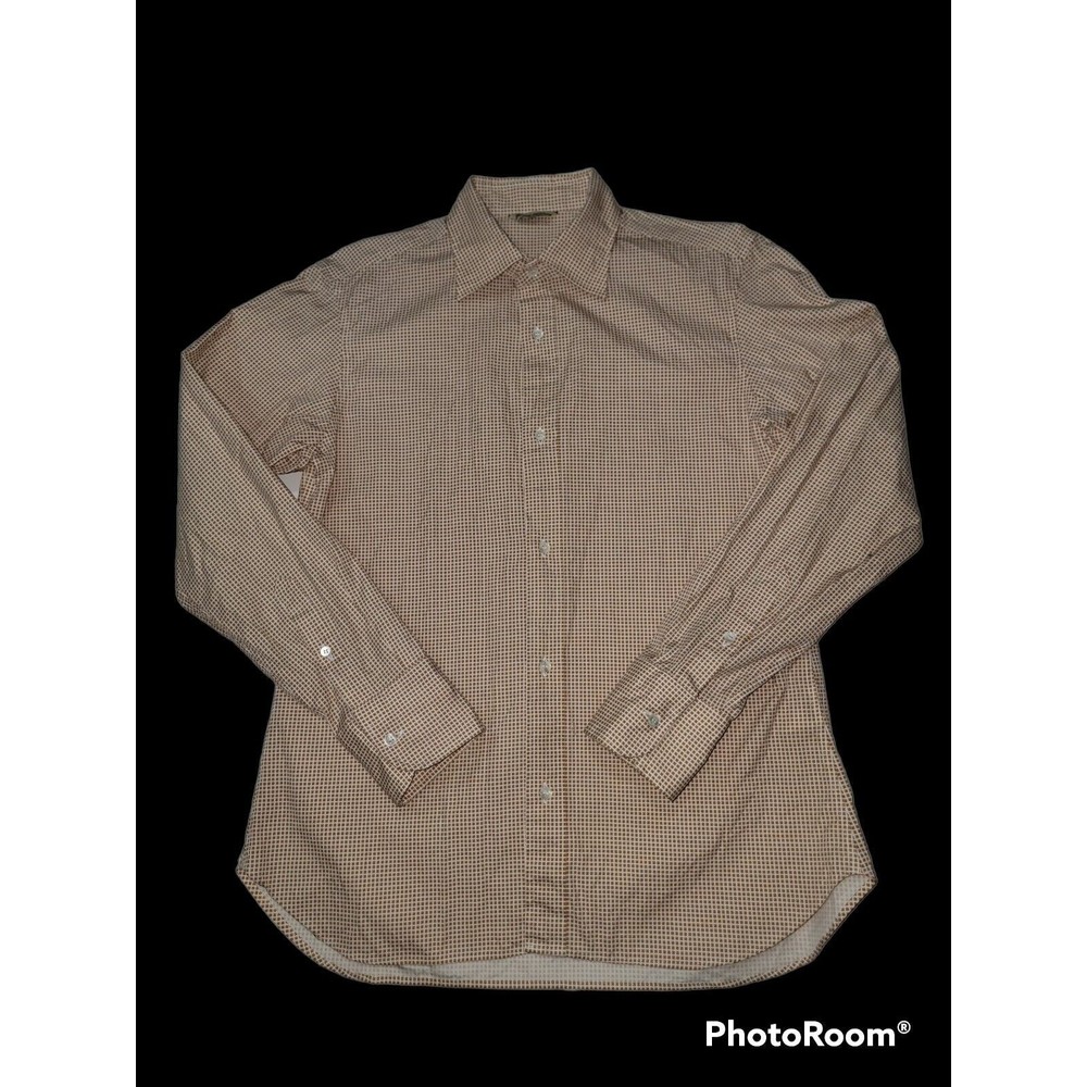 Journal Standard Mens Medium Slim Fit Dress Shirt Button Down Check White Orange